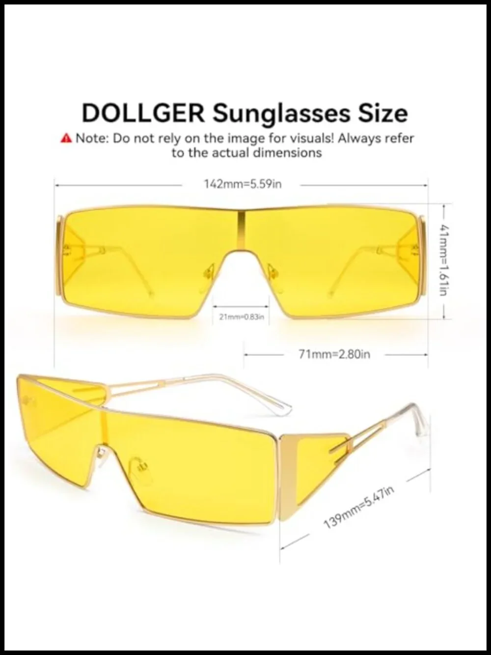 Oversized Y2K Rectangle Sunglasses for Women Men, Metal Frame UV Protection,